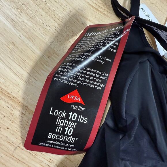 Miraclesuit NWT Solid Black Net Work Madero Underwire One Piece Swimsuit Sz 10DD - Picture 5 of 14